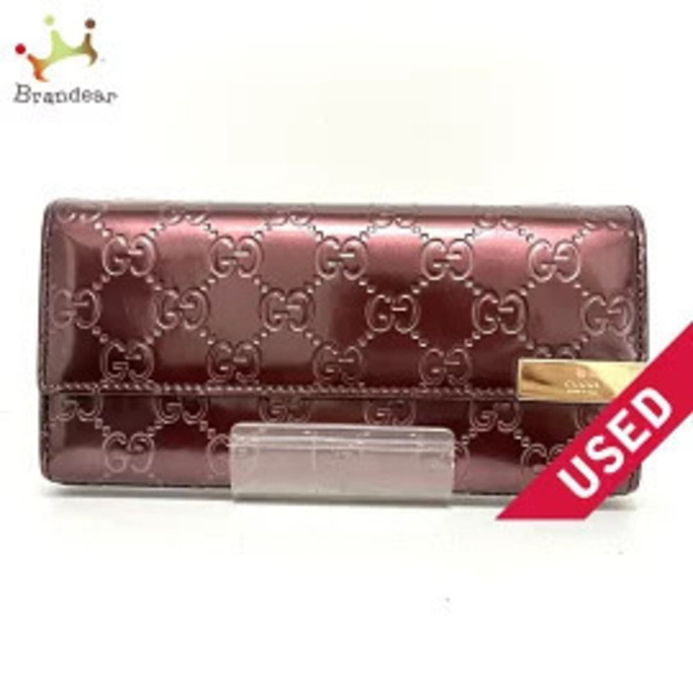 Gucci Guccissima Wallet Chain Bordeaux Purple Brown Leather